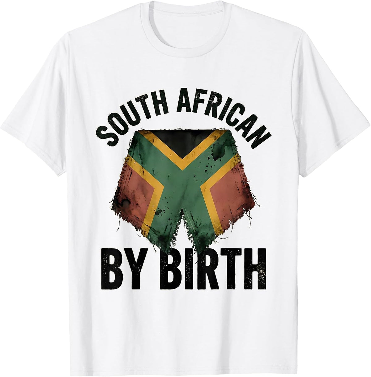 Men's South African By Birth Distressed Flag National Pride Rugby T-Shirt - White