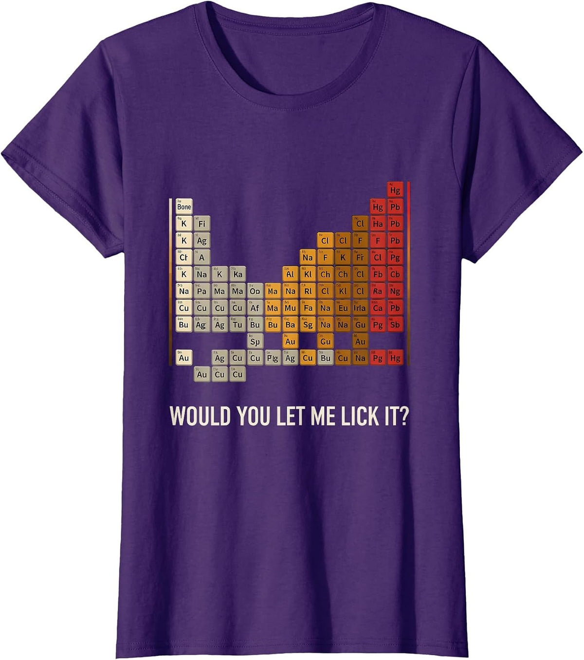 Women's Would You Let Me Lick It Funny Periodic Table Chemistry T-Shirt - Purple