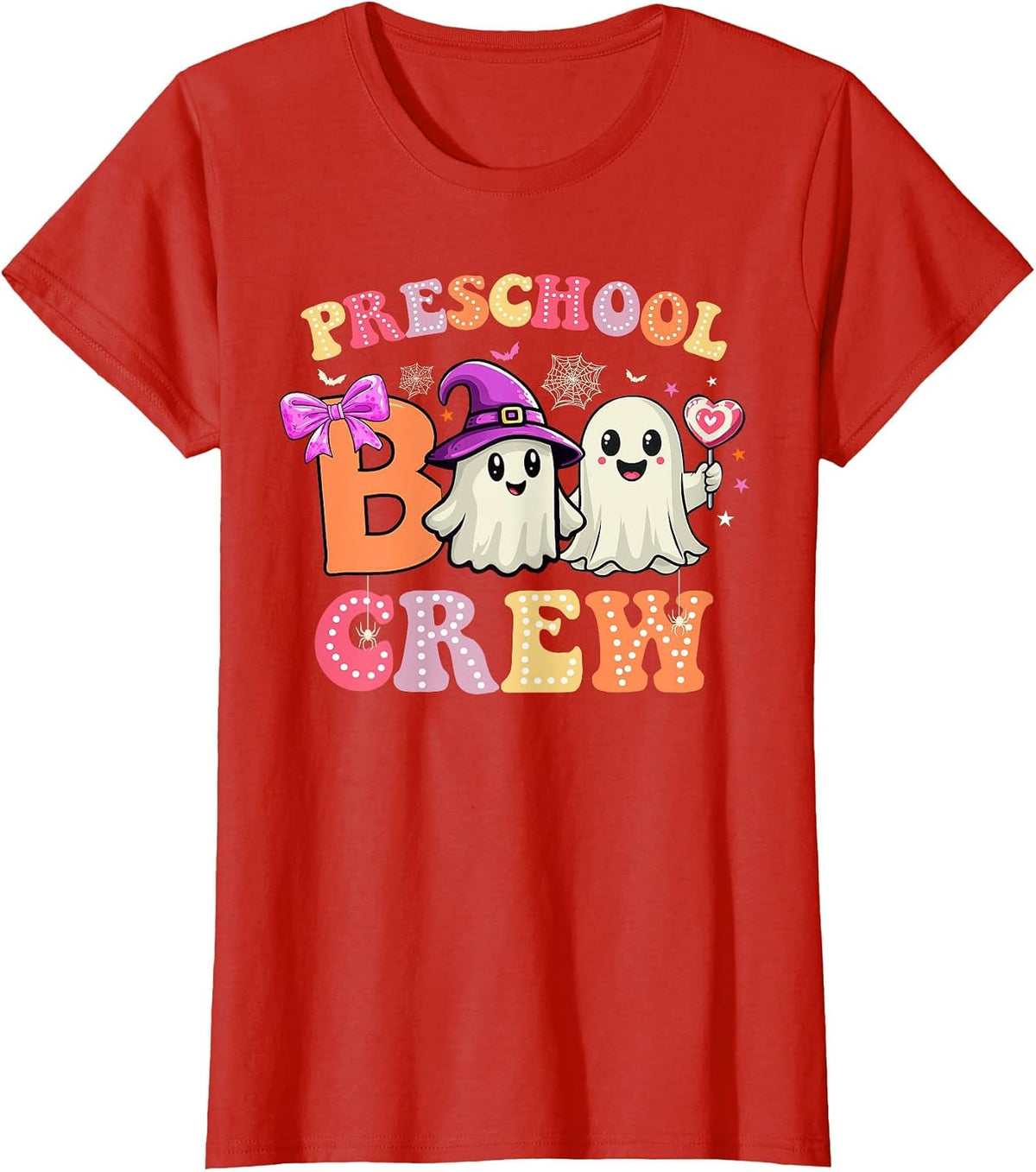 Groovy Preschool Boo Crew Preschool Halloween Teacher Kids T-Shirt - Red