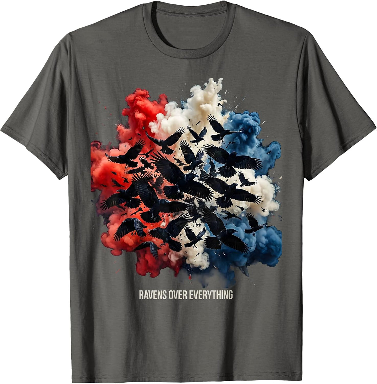 Ravens Over Everything Edgar Allan Poe Design T-Shirt - Asphalt Grey