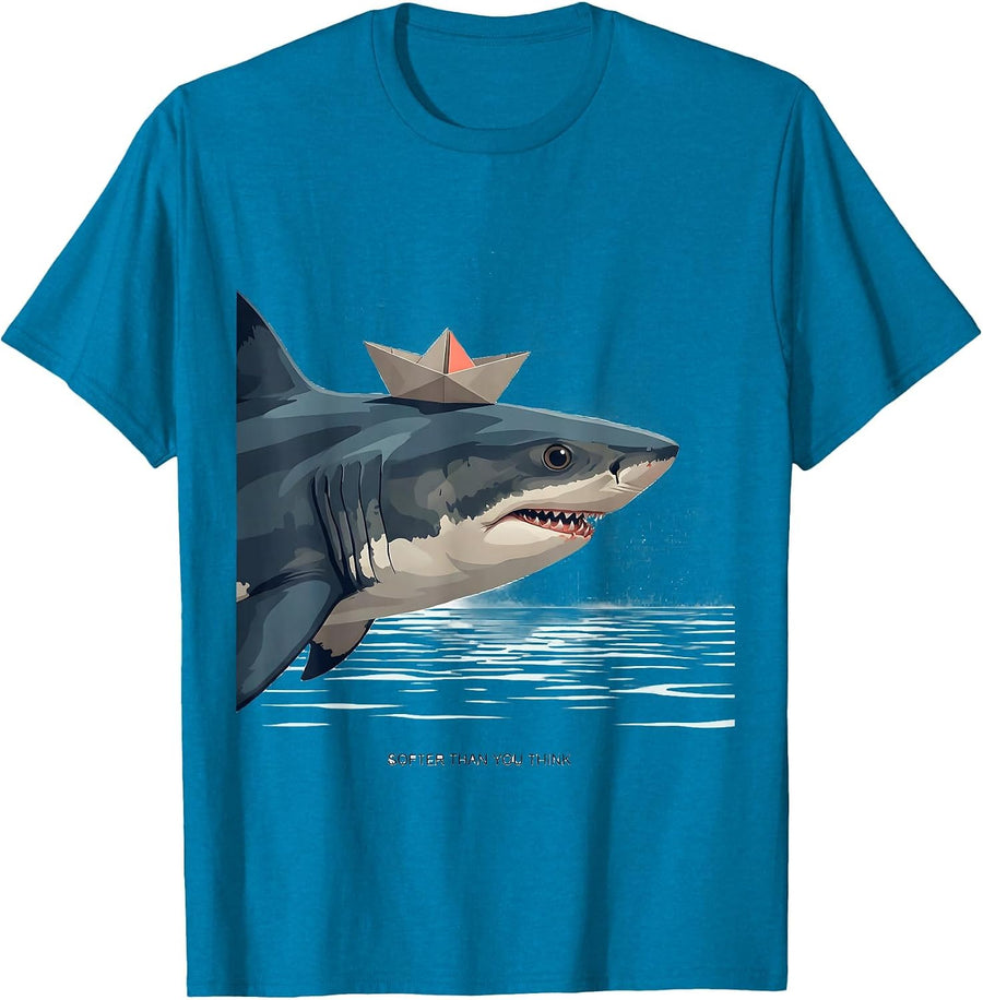 Softer Than You Think Funny Shark Lover Ocean Humor Gift T-Shirt - Sapphire Blue