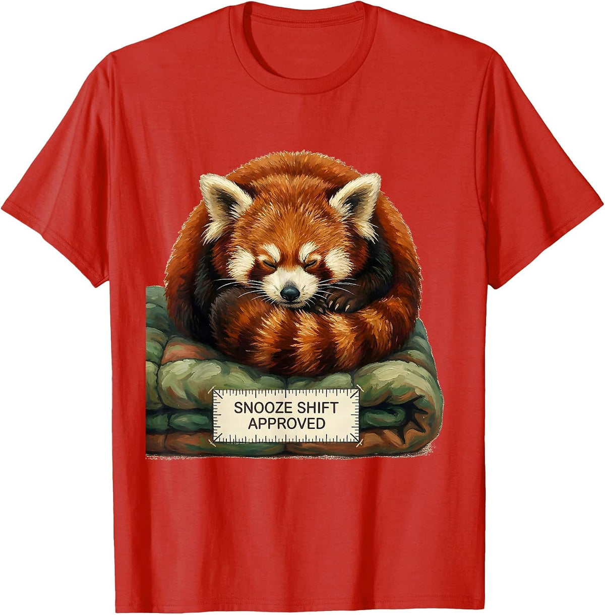 Men's Snooze Shift, Approved Funny Red Panda Animal Lover Gift T-Shirt - Red