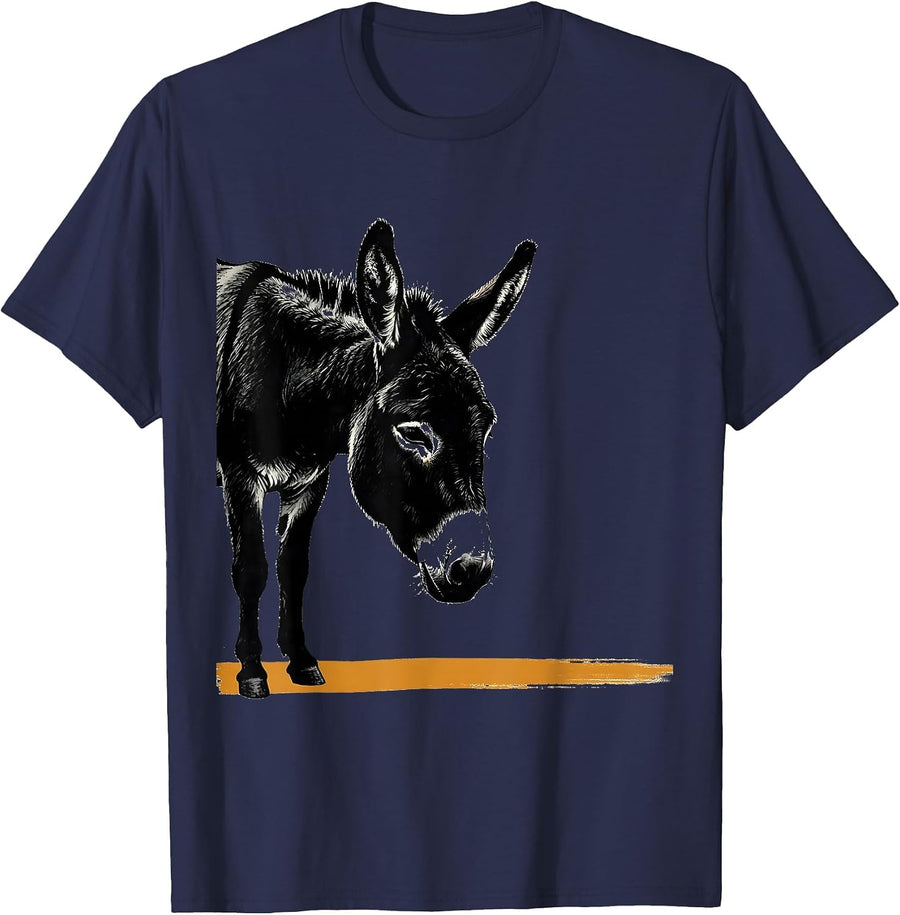 Donkey Minimalist Quirky Farm Animal Humor T-Shirt - Navy Blue