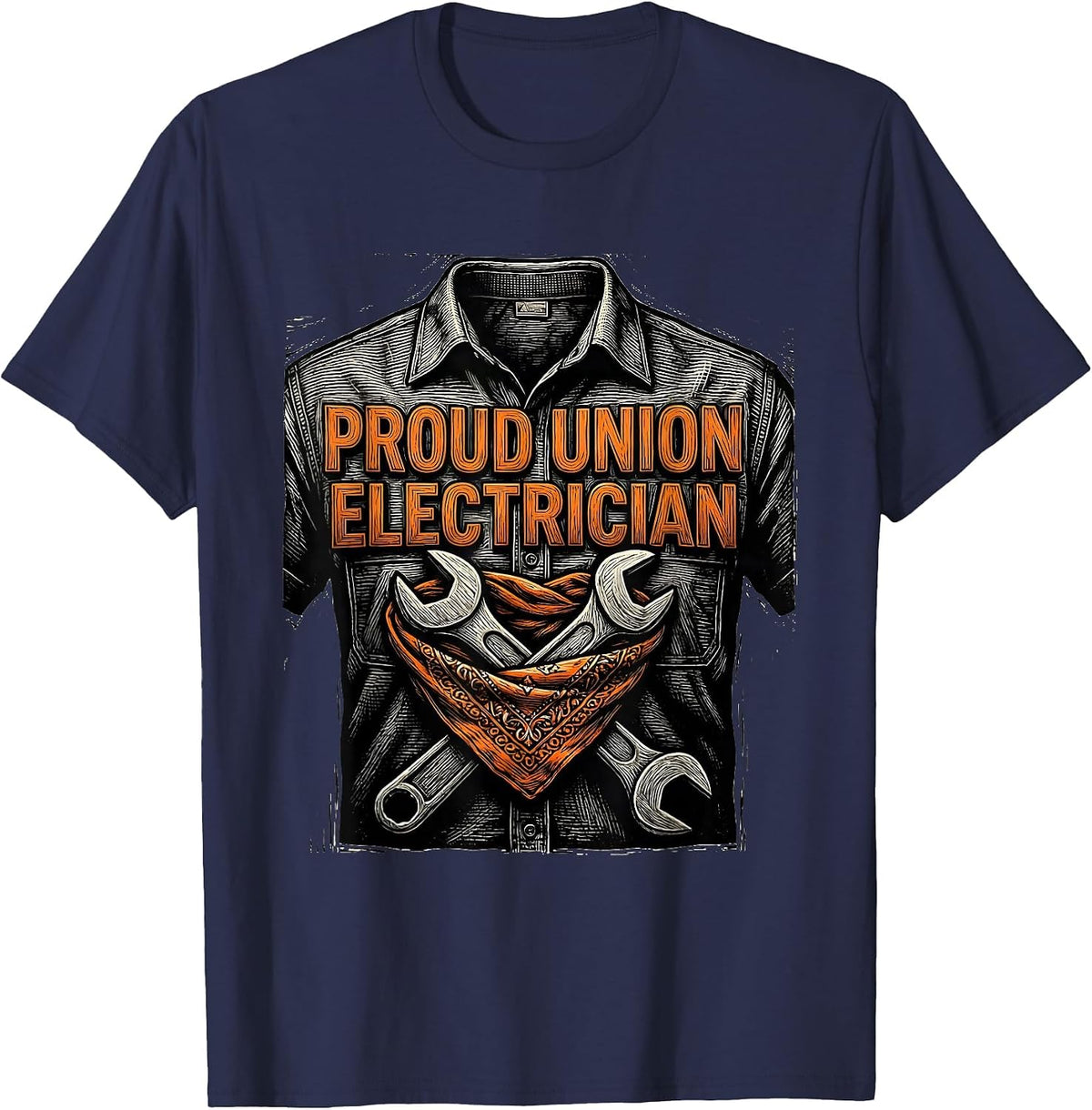 Proud Union Electrician Skilled Worker Labor Pride T-Shirt - Navy Blue
