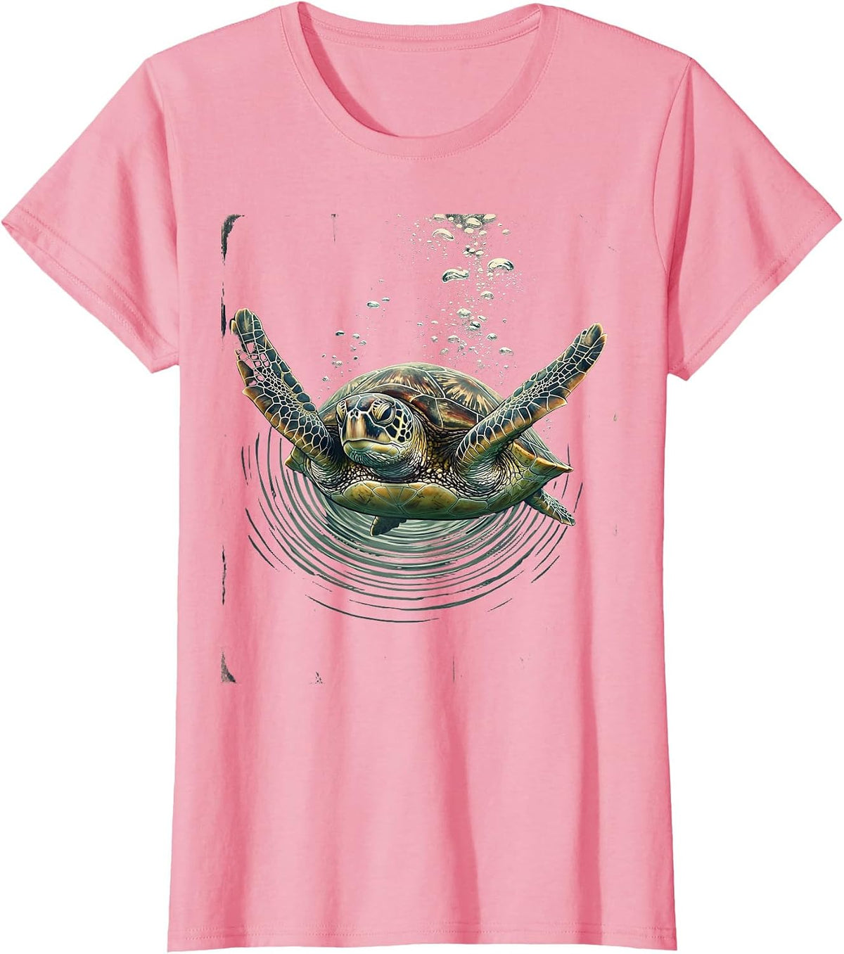 Women's Sea Turtle Ocean Depths Graphic Tee T-Shirt - Pink