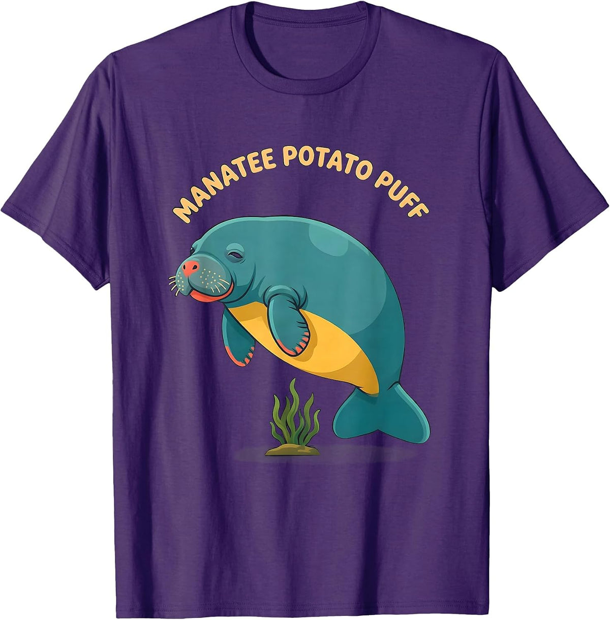 Manatee Potato Puff Funny Sea Animal Lover Humor T-Shirt - Purple