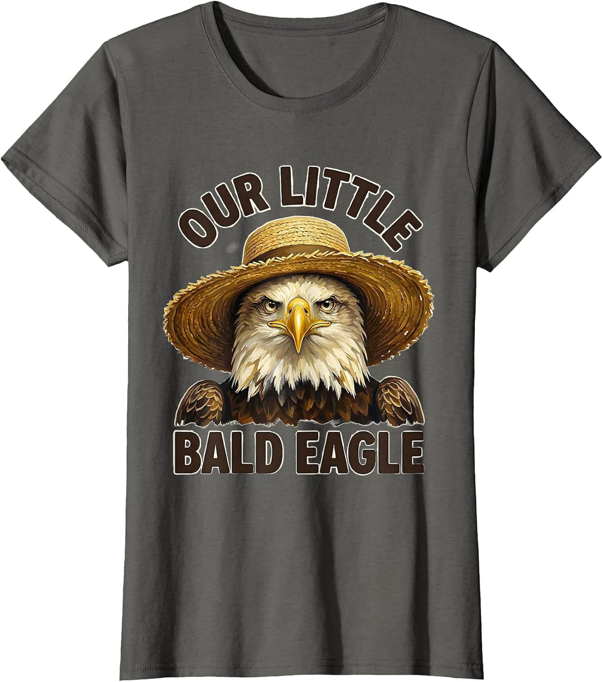 Women's Our Little Bald Eagle Funny Patriotic Eagle Lover Novelty T-Shirt - Asphalt Grey