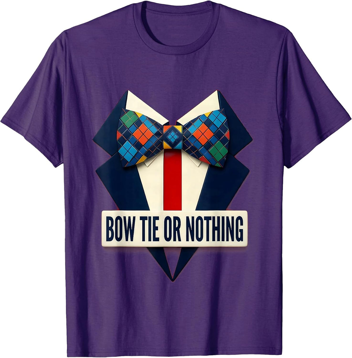 Bow Tie or Nothing Tuxedo Style Design T-Shirt - Purple