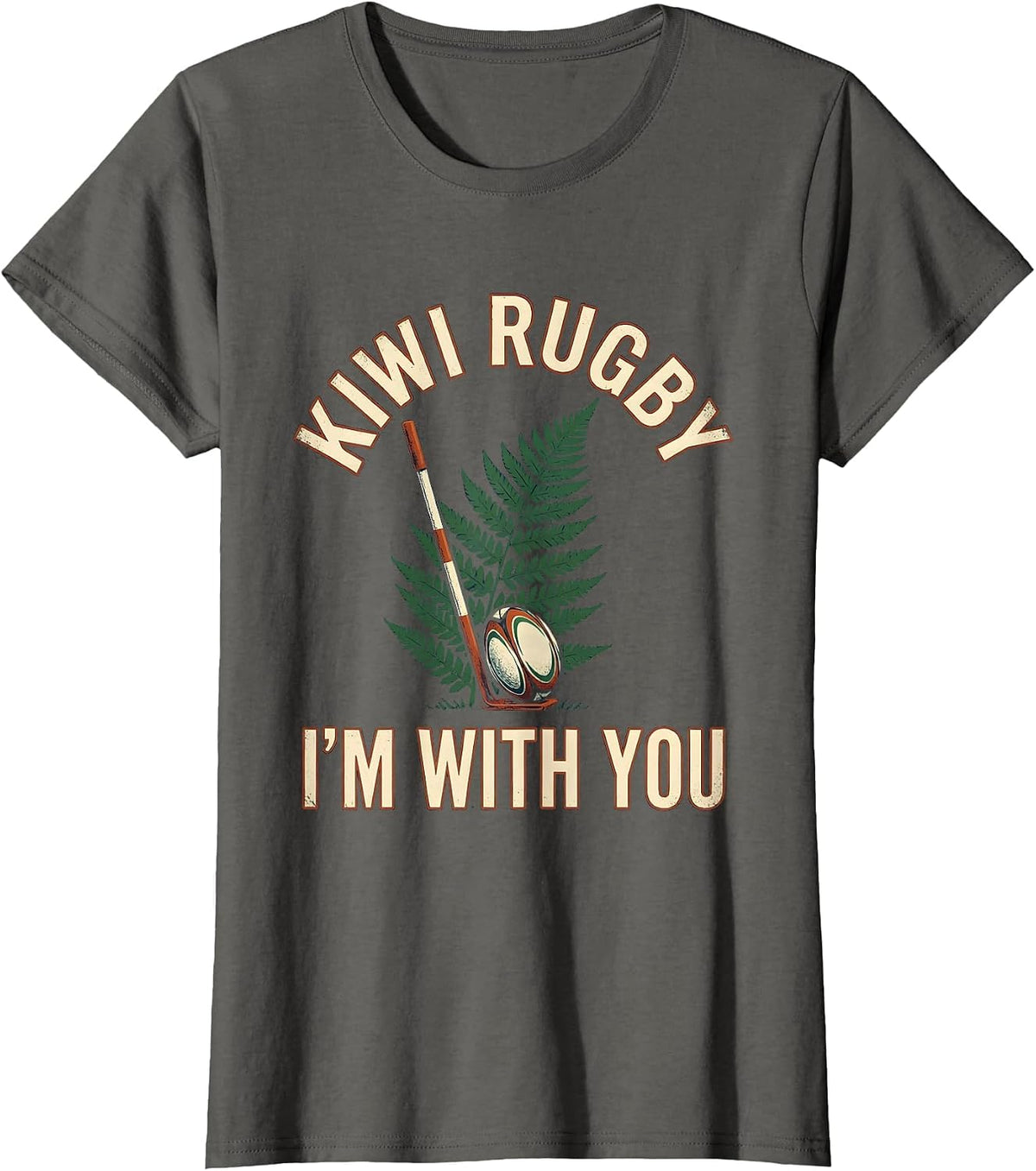 Women's Kiwi Rugby, I’m With You Vintage New Zealand Rugby Fan Gift T-Shirt - Asphalt Grey