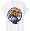 Ornate Talavera Vase with Flowers Mexican Art T-Shirt - White