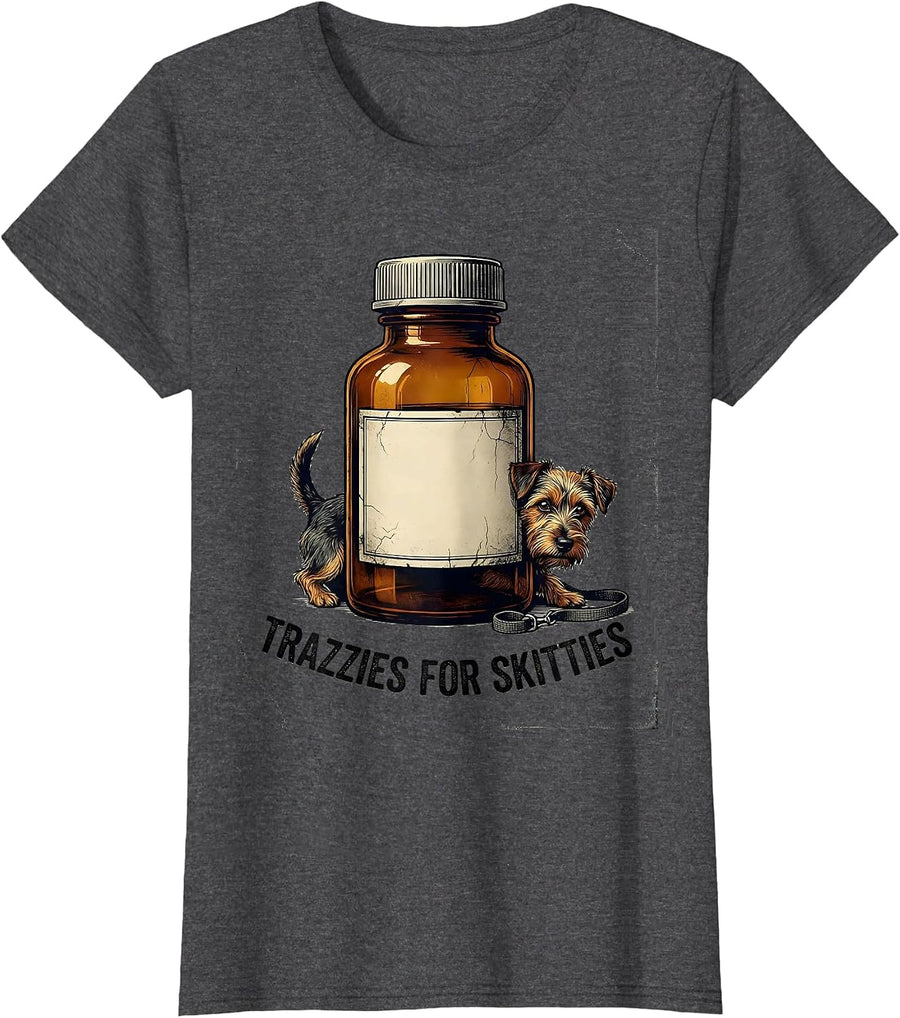 Women's Trazzies For Skitties Distressed Vet Tech Veterinary T-Shirt - Dark Heather Grey