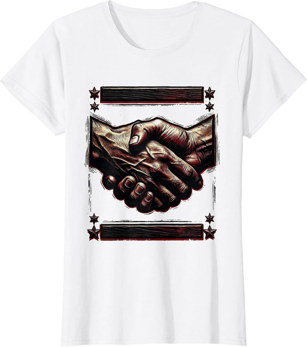 Hello Handshake Warm Greeting Illustration T-Shirt - White