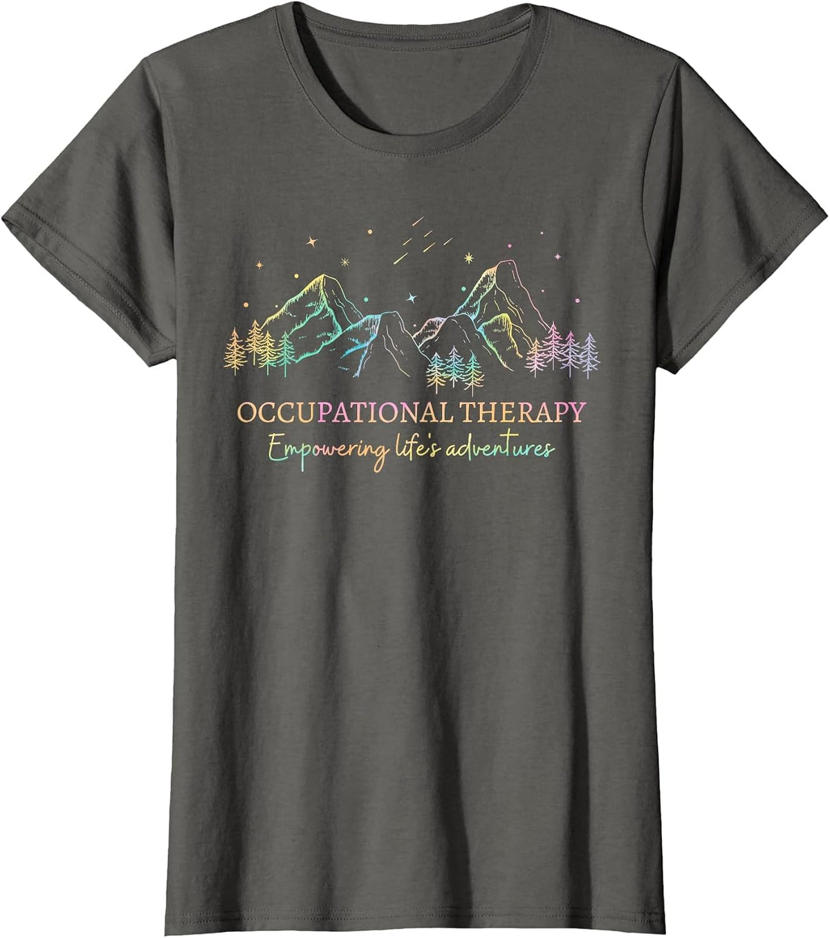 Tie Dye Occupational Therapy Empowering Life's Adventures OT T-Shirt - Asphalt Grey