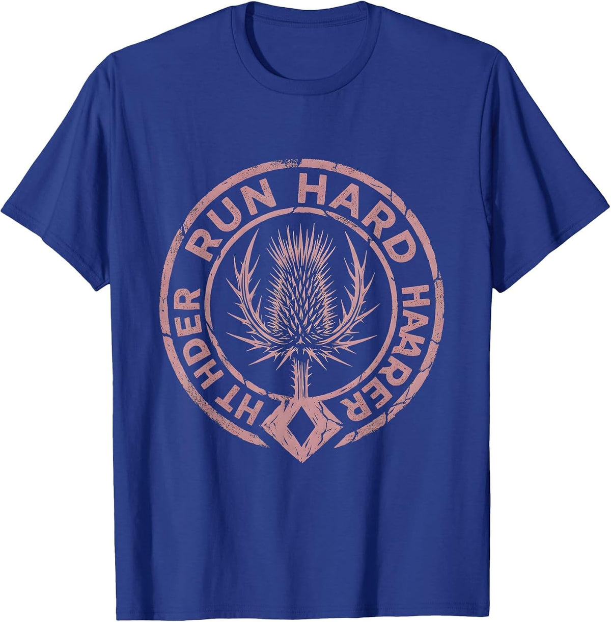 Run Hard Hit Harder Rugby Design T-Shirt - Royal Blue