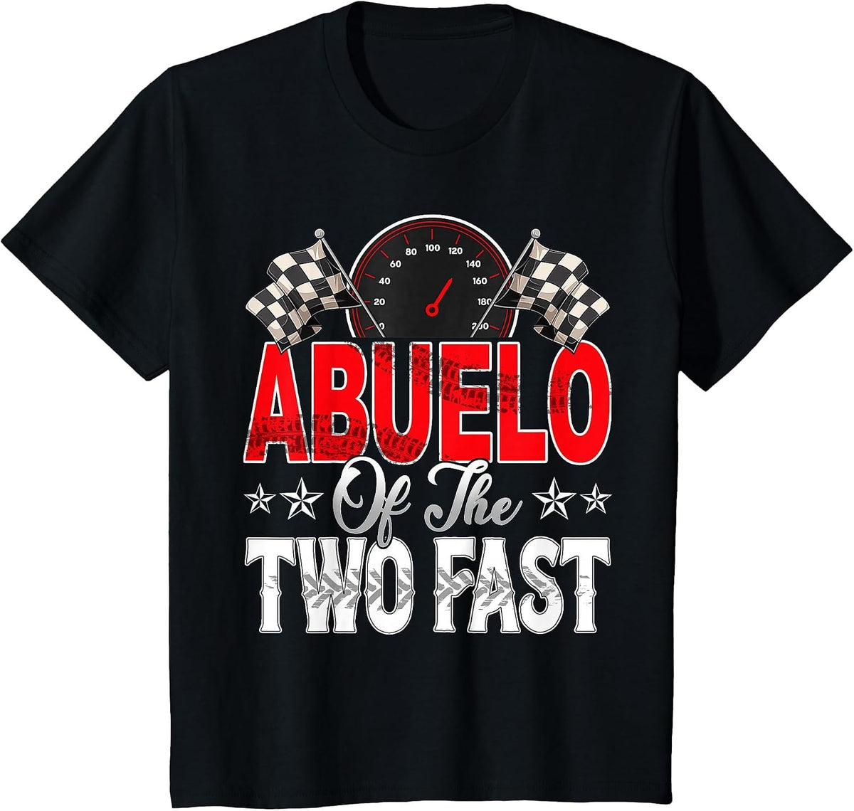 Abuelo of The Two Fast Second Birthday Racing Car Family T-Shirt - Black