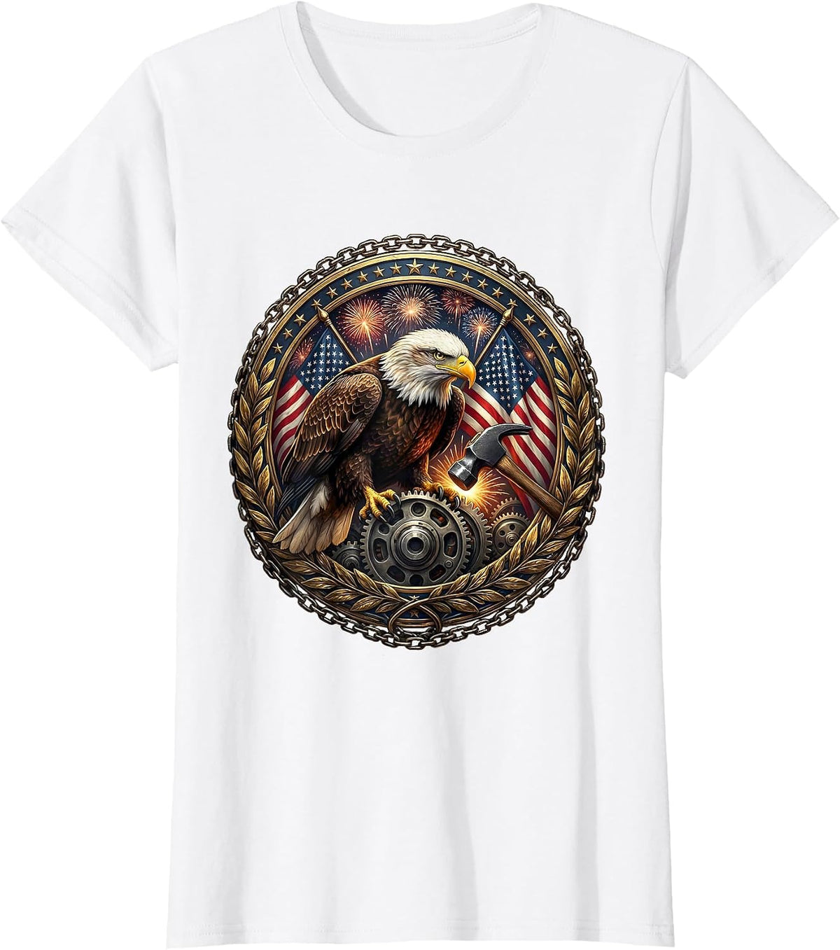Women's Valley Forge Automotive Blacksmith Hammer Timing Gear T-Shirt - White