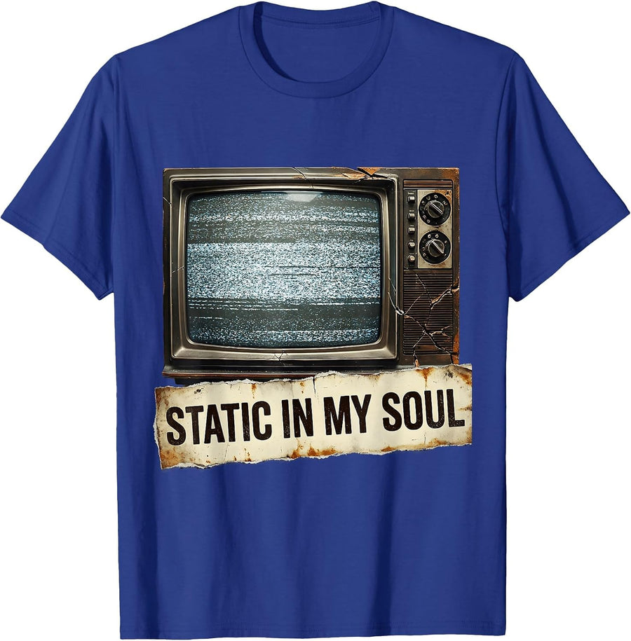 Static In My Soul Grunge Music Design T-Shirt - Royal Blue