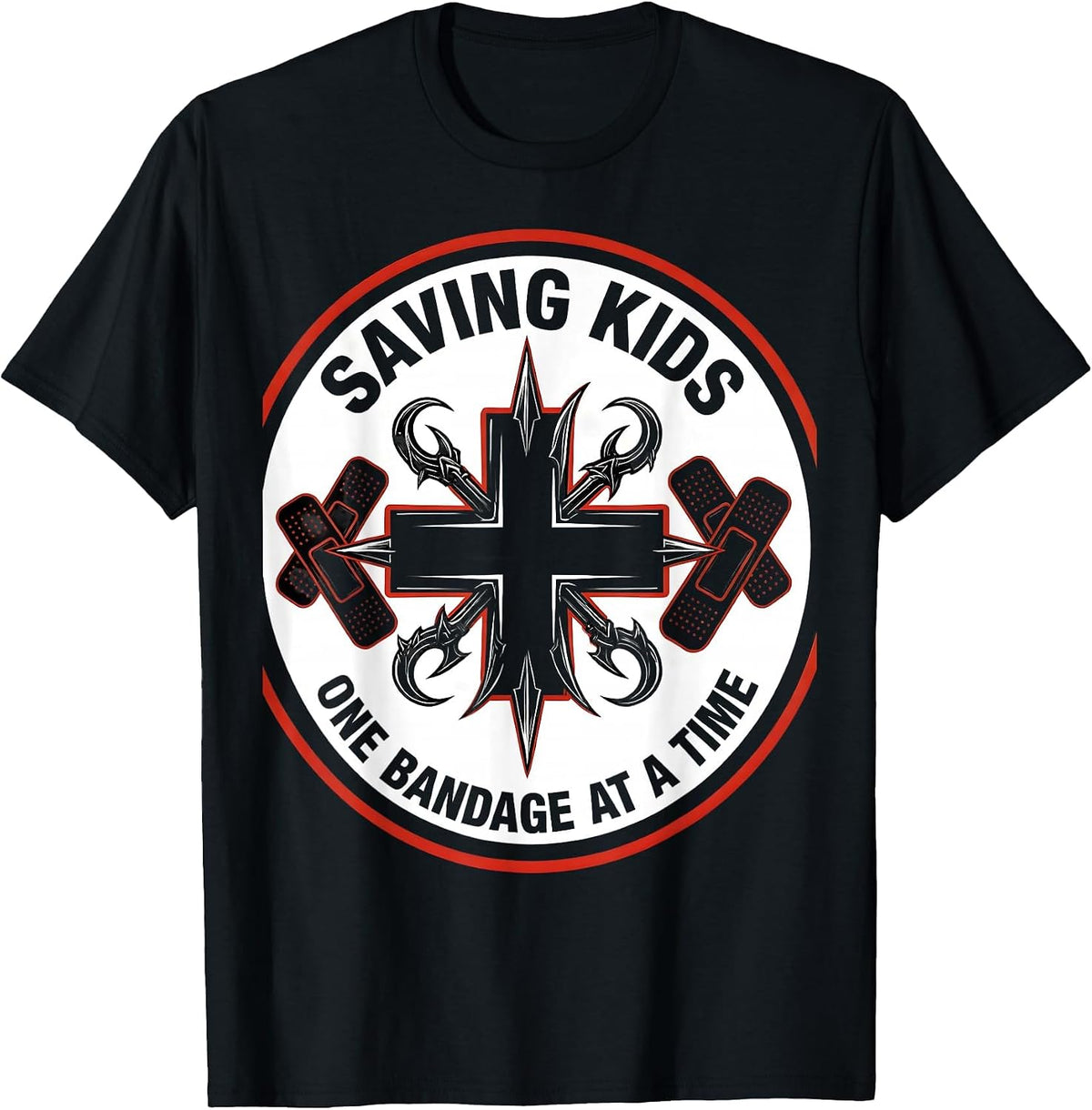 Men's Saving Kids One Bandage at a Time School Nurse T-Shirt - Black