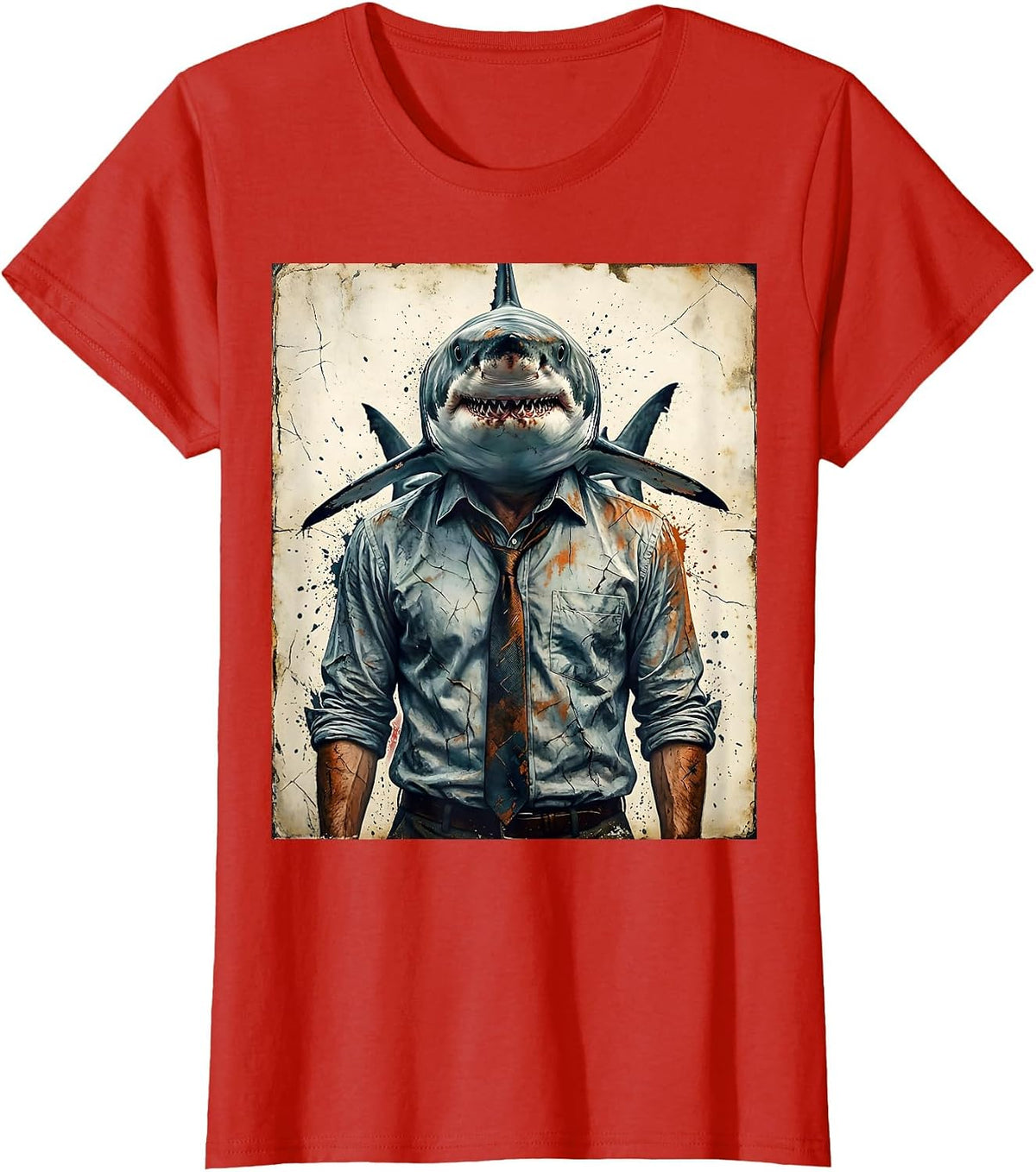 Women's Shark In Business Casual Office Attire Funny T-Shirt - Red