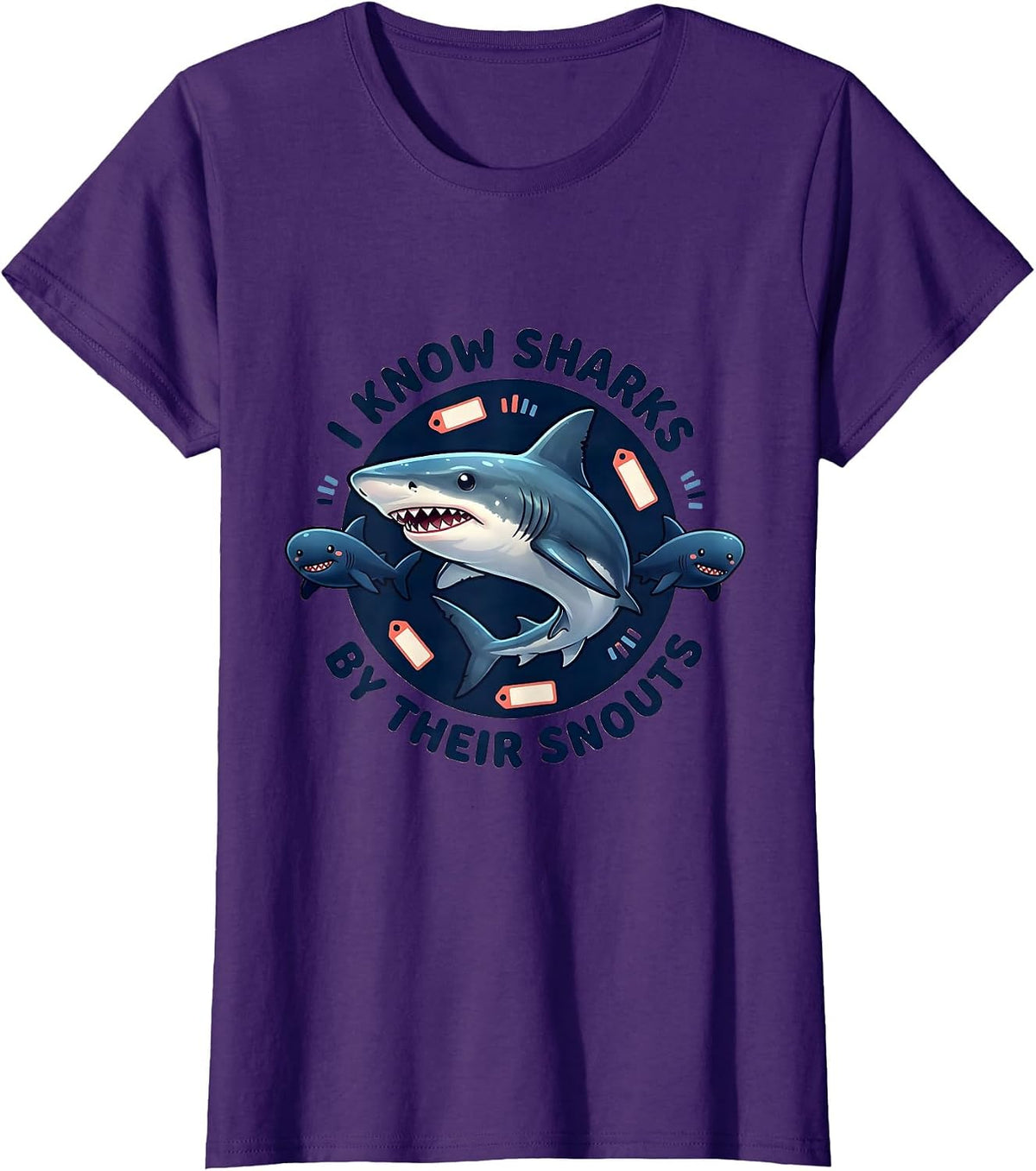 Women's I Know Sharks By Their Snouts Cute Kawaii Shark Lover Gift T-Shirt - Purple