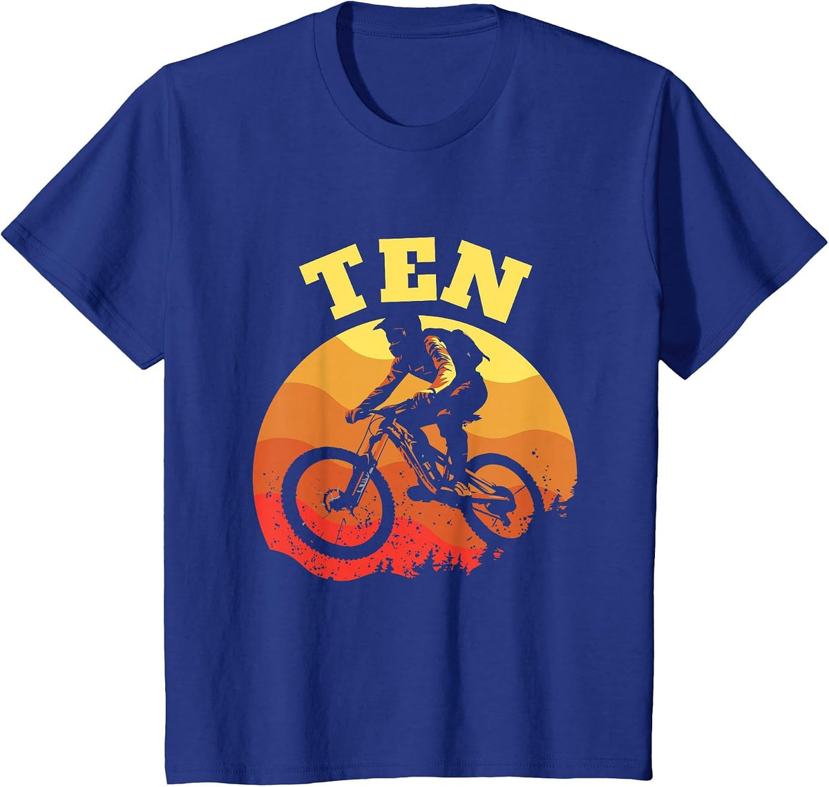 Turning 10 Mountain Bike Theme BMX Lover 10th Birthday Vibes T-Shirt - Royal Blue
