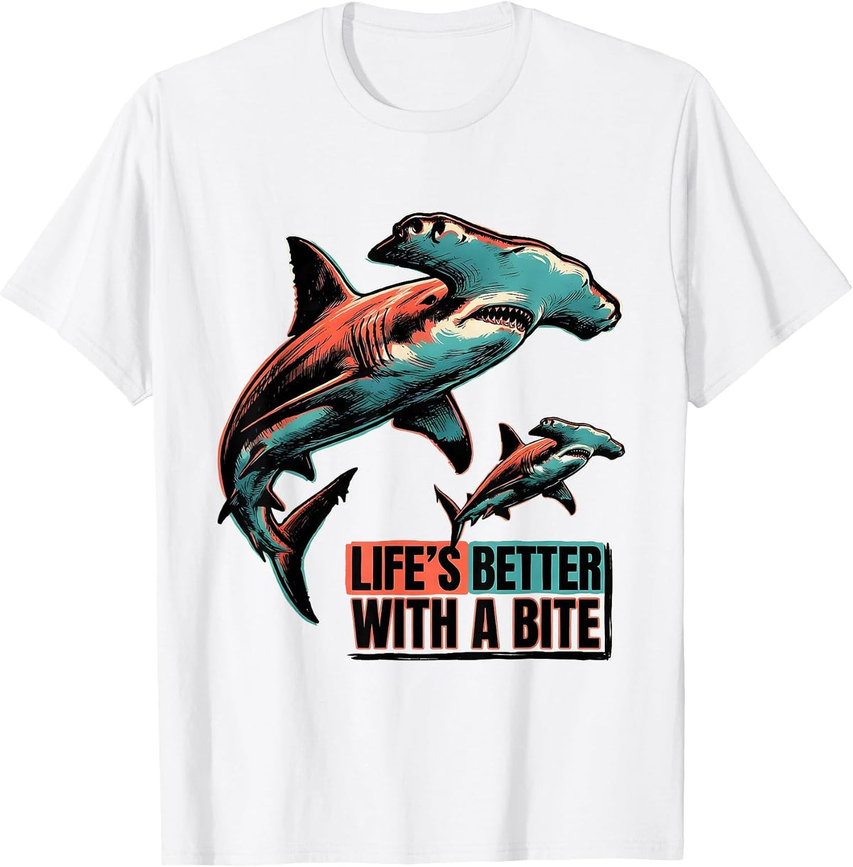 Men's Life's Better With A Bite Playful Shark Lover Ocean Wildlife T-Shirt - White