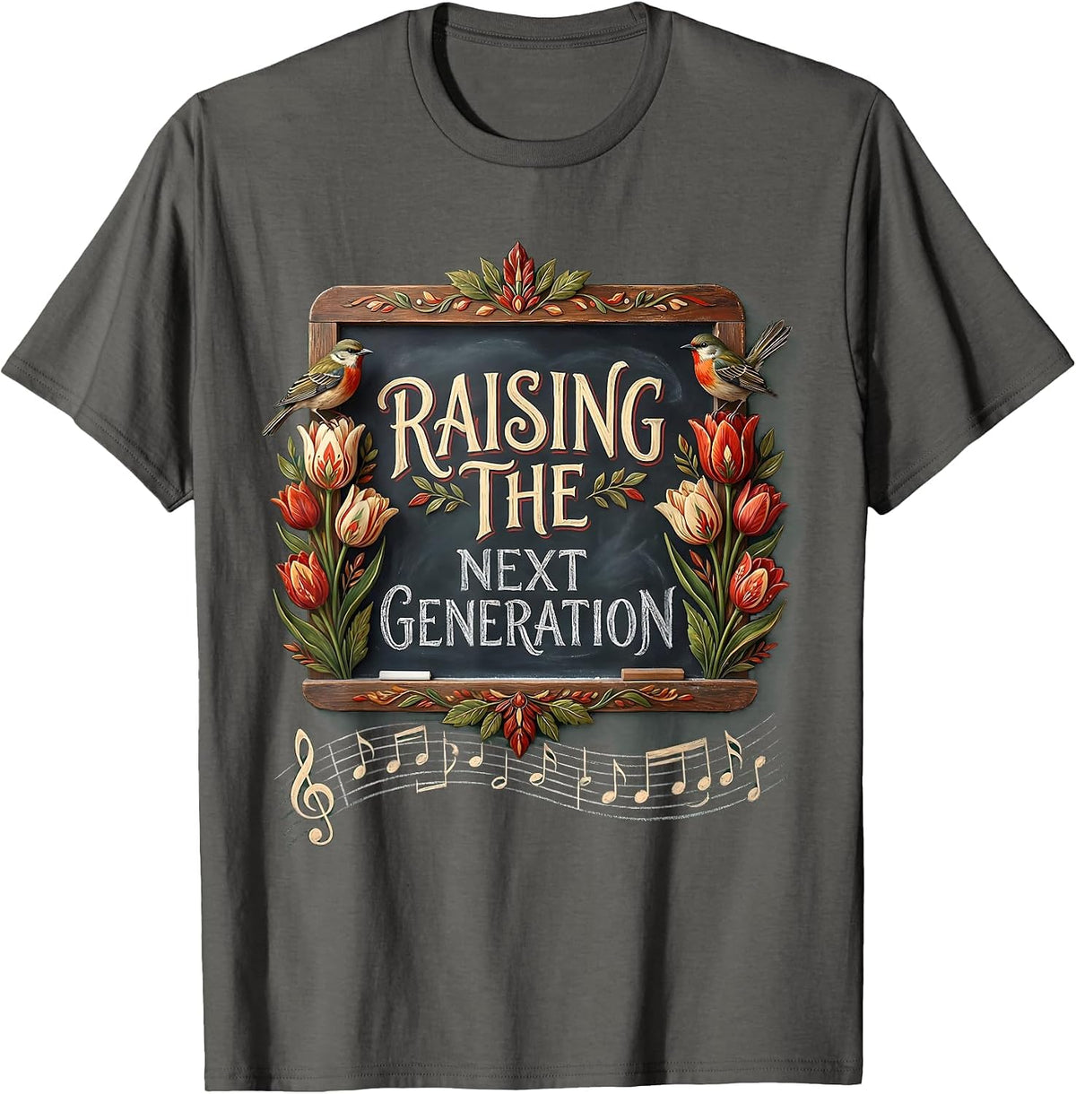Raising the Next Generation Music Teacher Design T-Shirt - Asphalt Grey
