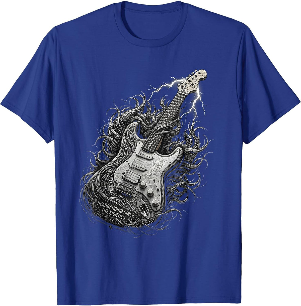 Men's Headbanging Since The Eighties 80s Rock Band Design T-Shirt - Royal Blue