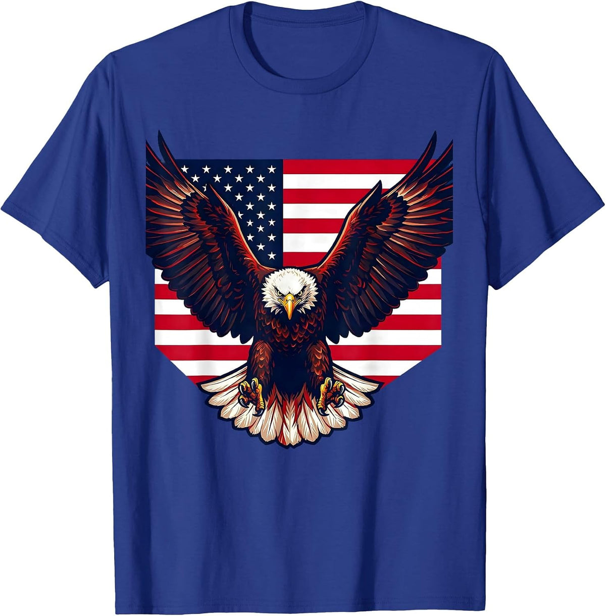 Boys American Flag Bald Eagle Soaring Patriotic T-Shirt - Royal Blue