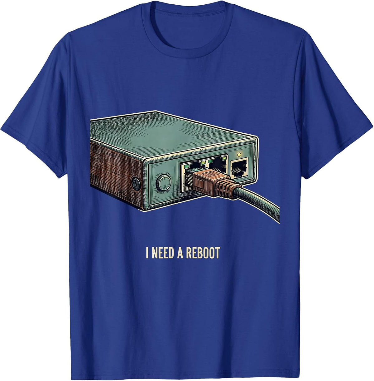 Men's I NEED A REBOOT Vintage Sarcastic Skilled Trades Tech Worker T-Shirt - Royal Blue