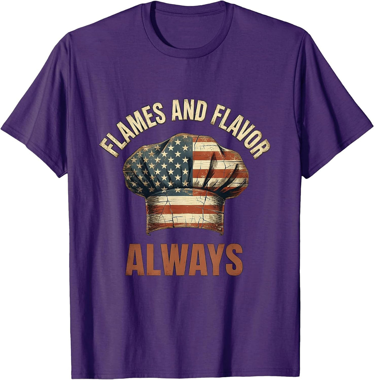 Flames and Flavor Always Chef Men Design T-Shirt - Purple