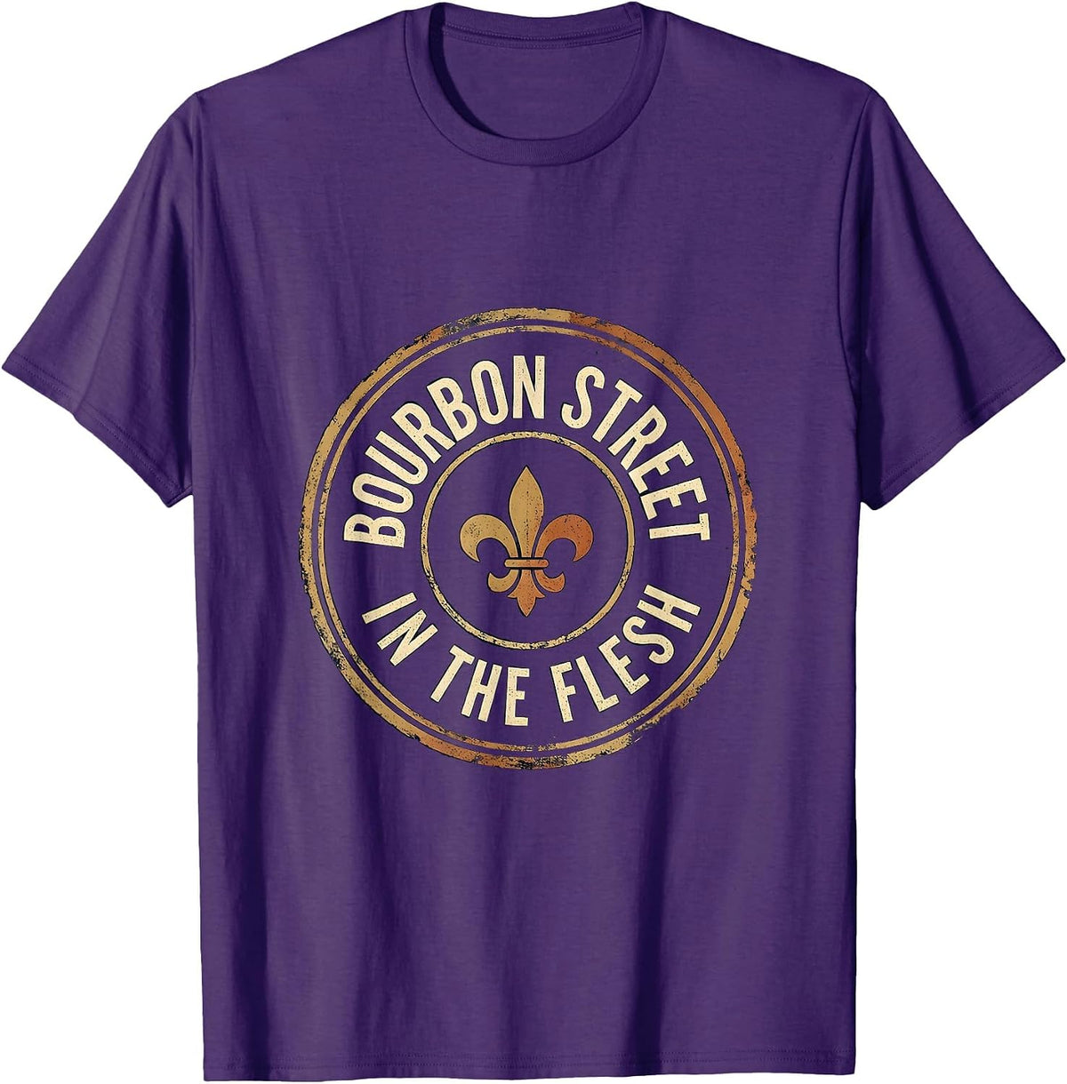 Bourbon Street In The Flesh Vintage Mardi Gras Party T-Shirt - Purple