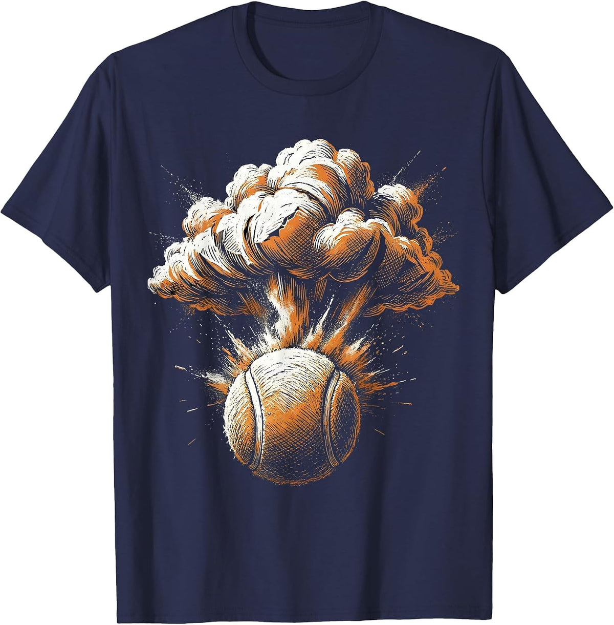Tennis Ball Chalk Dust Explosion Graphic Tee T-Shirt - Navy Blue