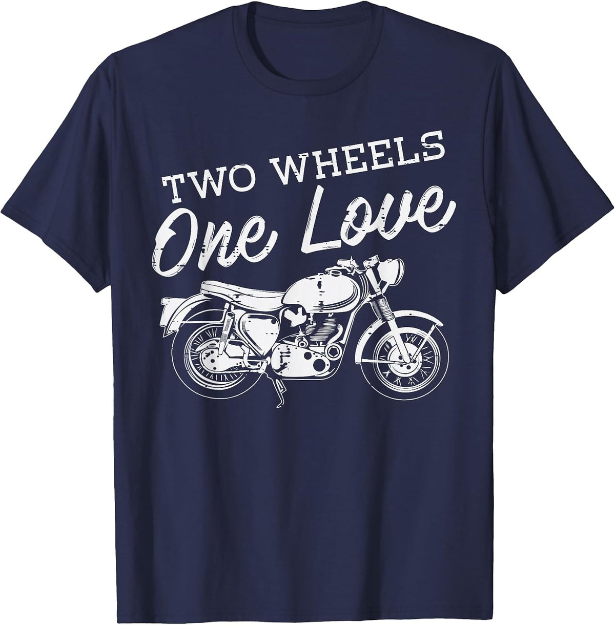 Biker 2 Wheels 1 Love Motorcycle Motorbike Men Women Kids T-Shirt - Navy Blue