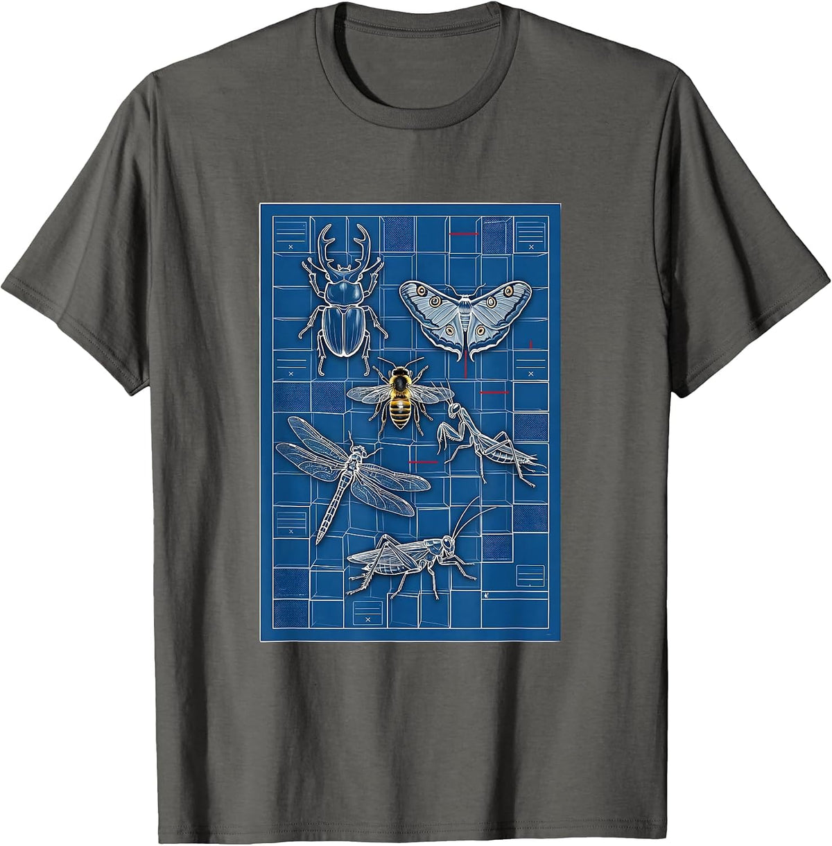 Insect Specimen Chart Bug Collector Entomology Humor T-Shirt - Asphalt Grey