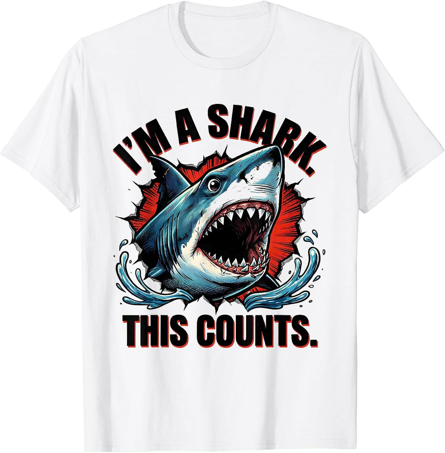 Men's I'm A Shark This Counts Comic Book Shark Lover Halloween T-Shirt - White
