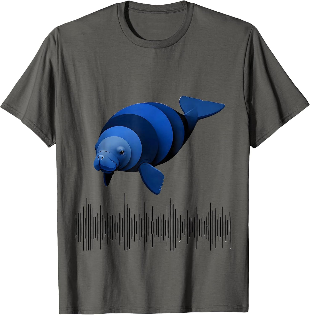 Manatee Geometric Sea Animal Lover Humor Novelty T-Shirt - Asphalt Grey