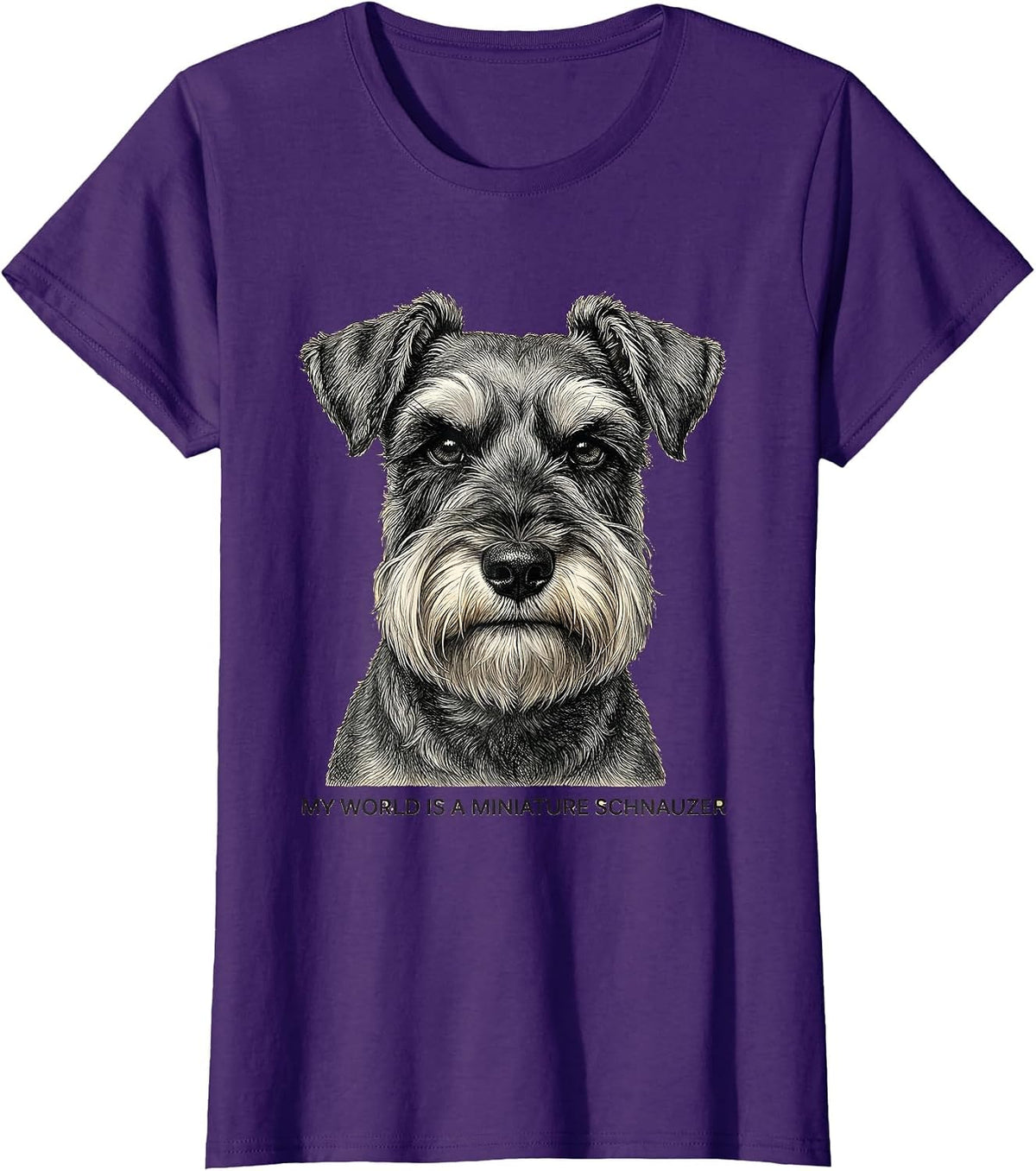 Women's My World Is A Miniature Schnauzer Funny Dog Lover Breed T-Shirt - Purple
