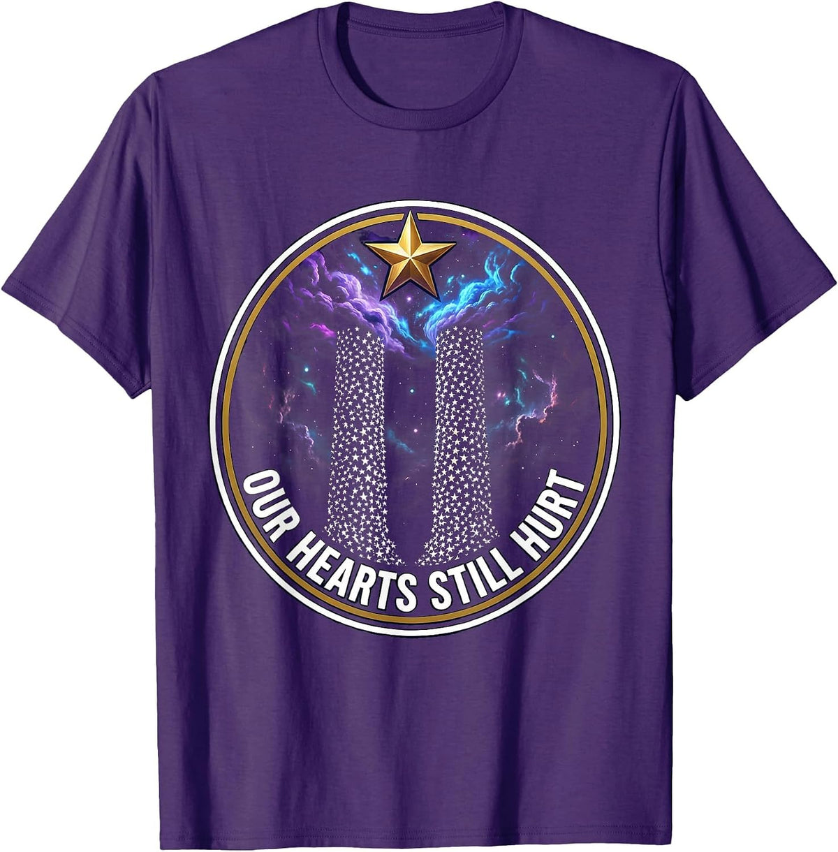 Our Hearts Still Hurt September 11 Memorial T-Shirt - Purple