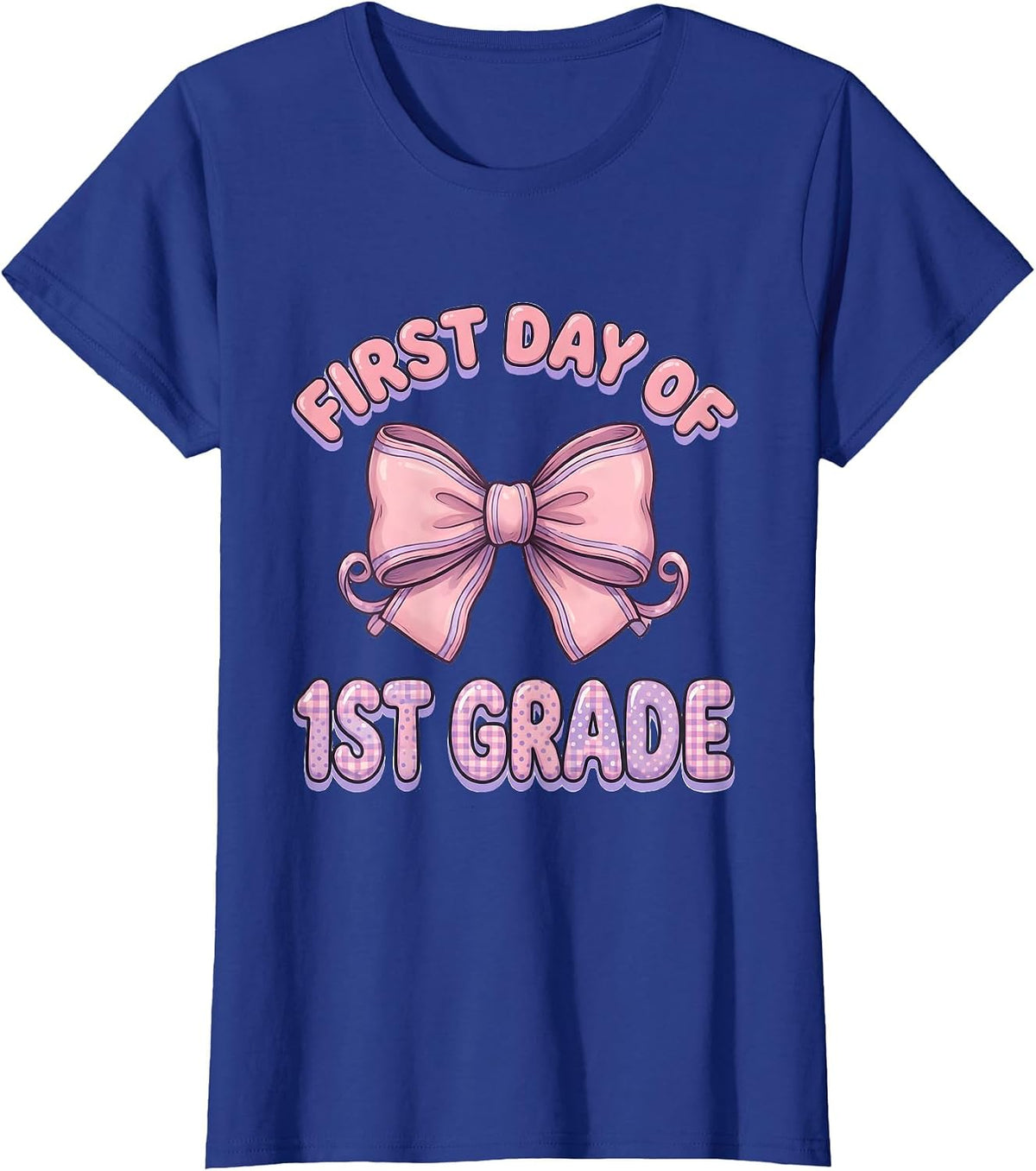 Women's First Day Of 1st Grade Cute Kawaii Bow Back To School T-Shirt - Royal Blue