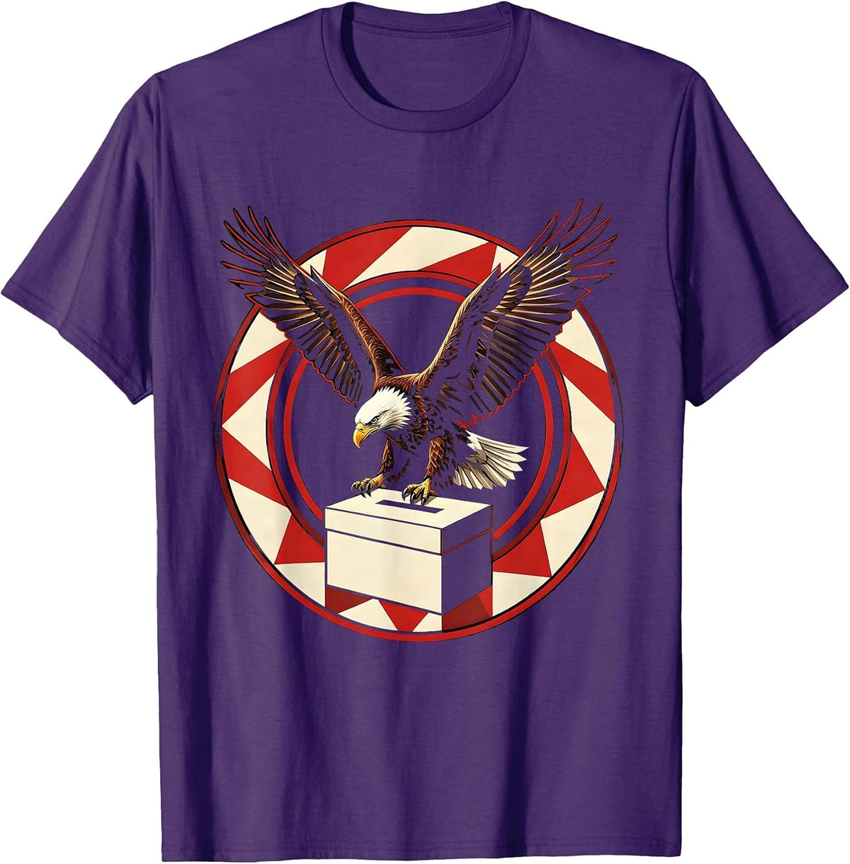 Bald Eagle Ballot Box Civic Pride Illustration T-Shirt - Purple