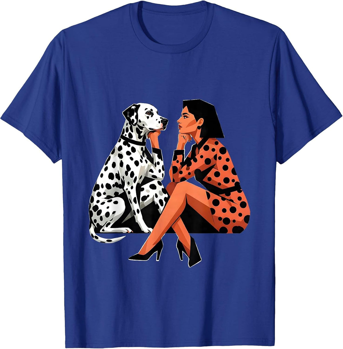 Dalmatian Mirror Pose Graphic Design T-Shirt - Royal Blue