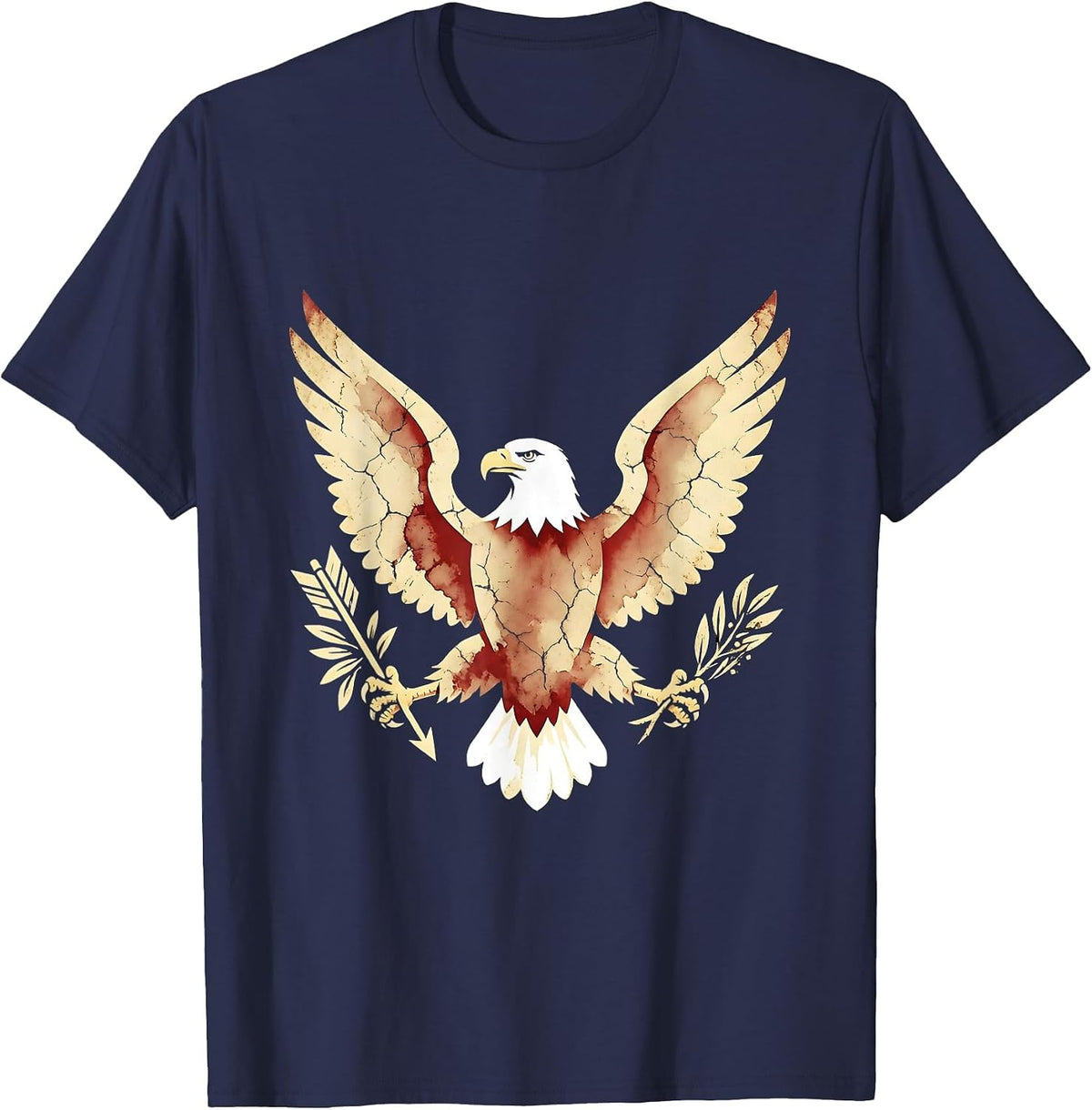 God Bless America Bald Eagle Patriotic Graphic T-Shirt - Navy Blue