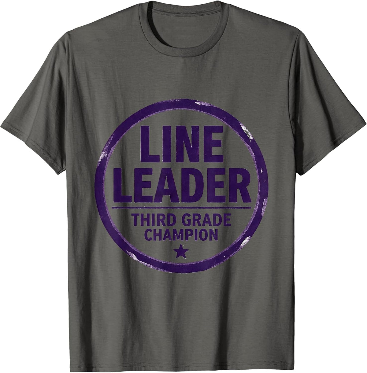 Line Leader Third Grade Champion School Spirit Humor T-Shirt - Asphalt Grey