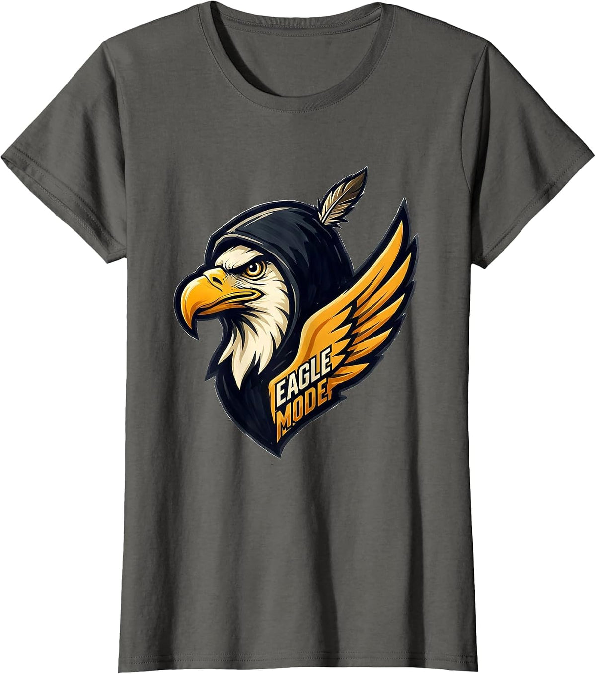 Women's Eagle Mode Playful Bald Eagle Mascot Fan Pride Family T-Shirt - Asphalt Grey