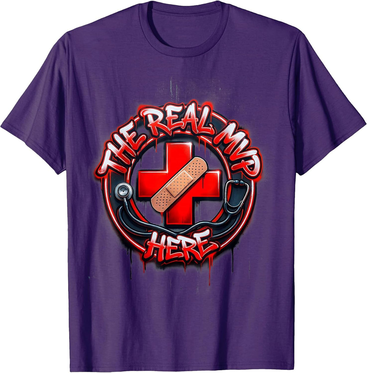 School Nurse The Real MVP Here Design T-Shirt - Purple