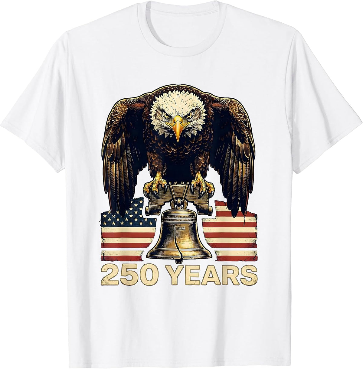 Men's 250 YEARS Vintage Bald Eagle Liberty Bell Patriotic 250th T-Shirt - White