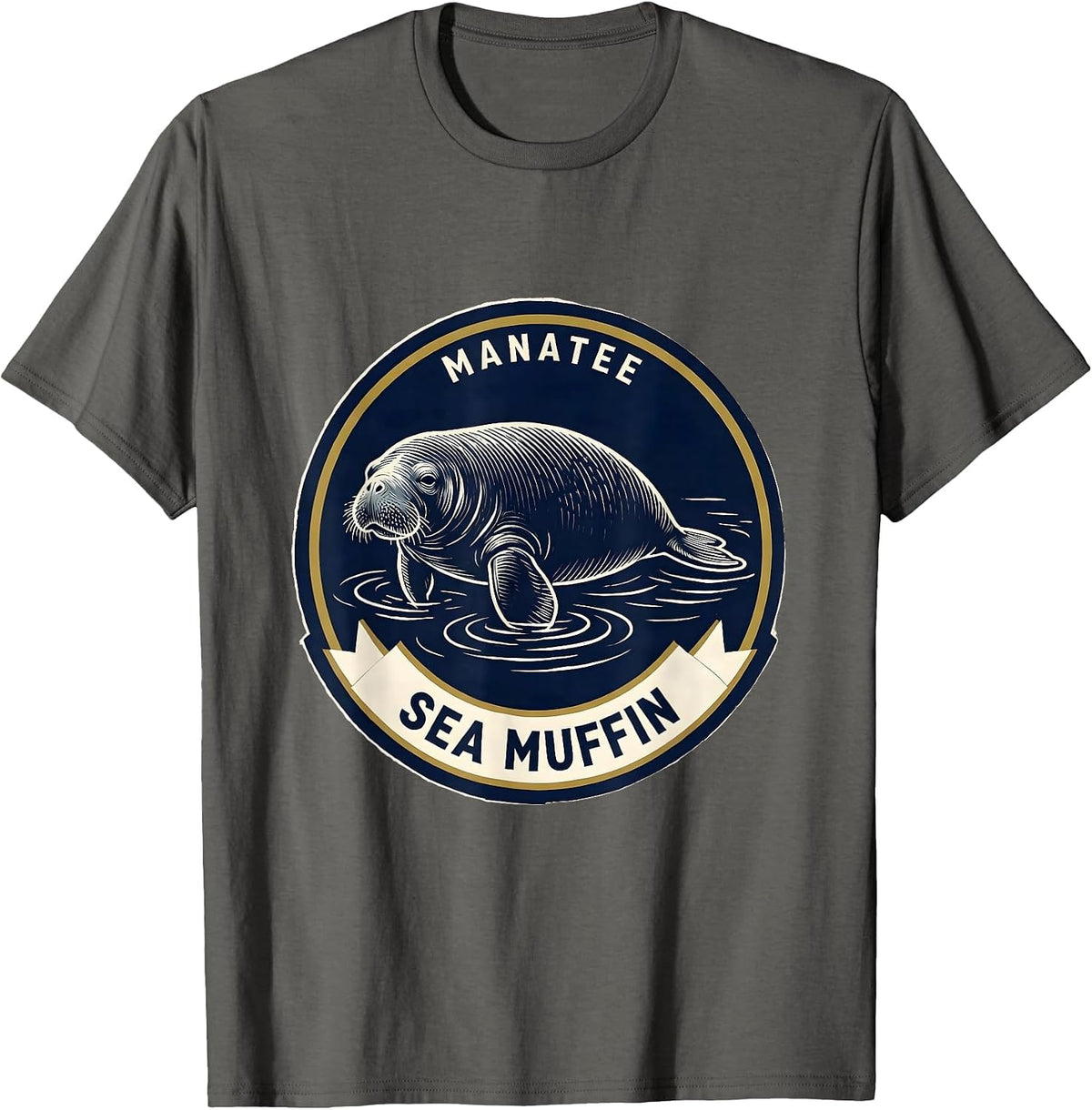 Men's Manatee Sea Muffin Funny Sea Animal Lover Humor T-Shirt - Asphalt Grey