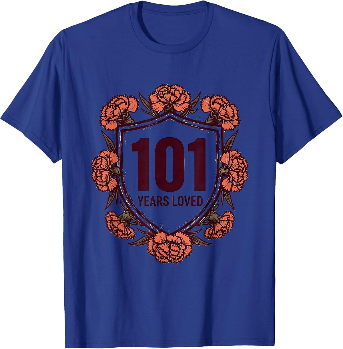 101 Years Loved Floral Milestone Birthday Women 101st Age T-Shirt - Royal Blue