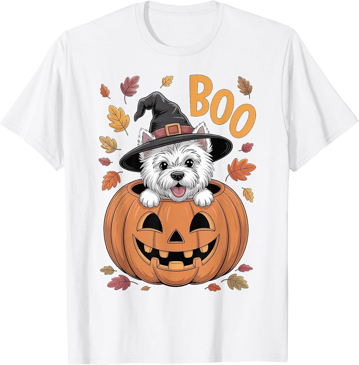 Westie Costume Pumpkin Halloween West Highland White Terrier T-Shirt - White